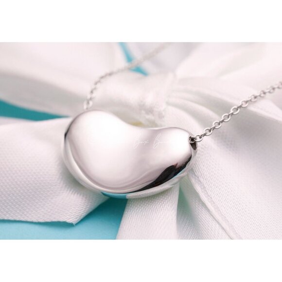 Tiffany & Co. Elsa Peretti Bean Design Pendant Necklace 18mm in Silver 16" Chain - Picture 1 of 9